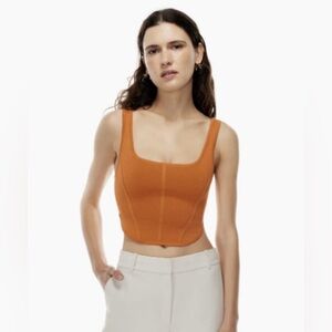 Babaton Sculpt Knit Seamed Top in Orange
